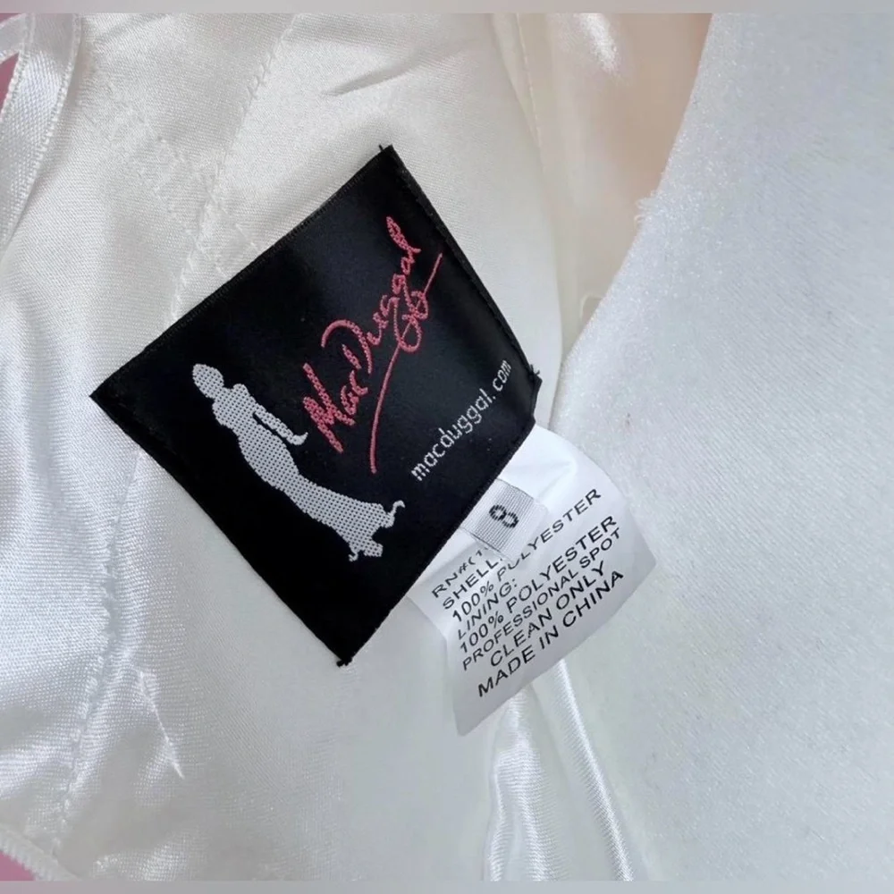 Mac Duggal White Strapless Dress with Silver Embellishments - Picture 7 of 9